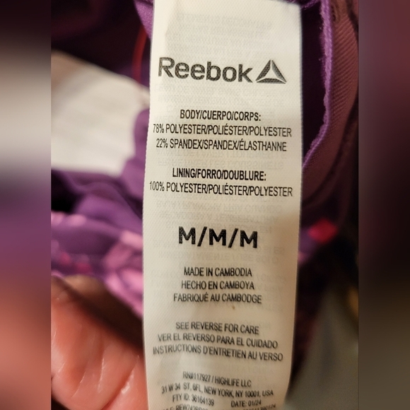NWT Reebok Med Play on Crop Tank Bra Sunset Purple - Picture 2 of 11
